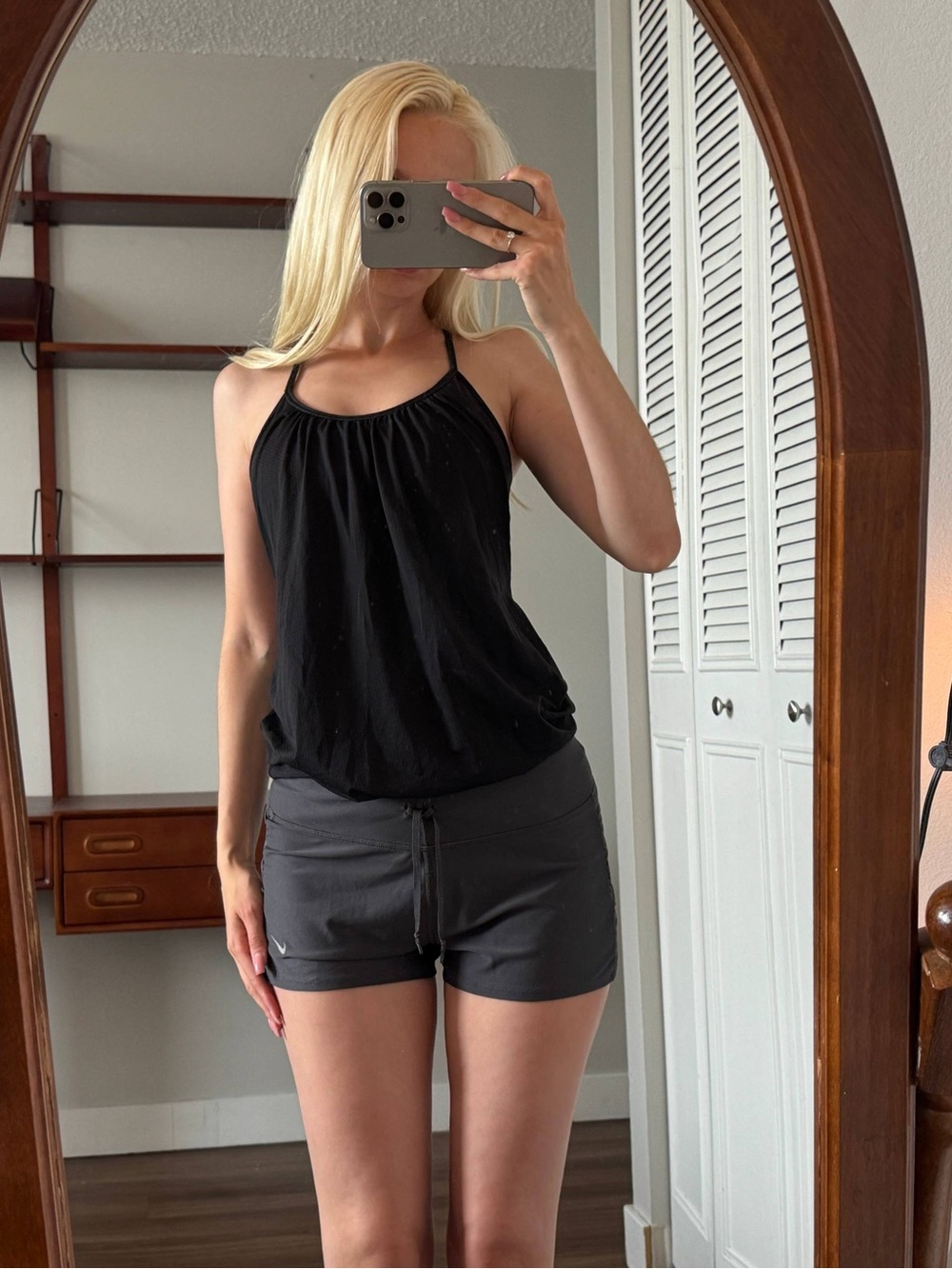 Nike Dark Gray Athletic Shorts — Lightweight Drawstring